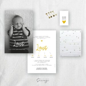 Faire-Part de naissance garçon With Love - Tissu blanc