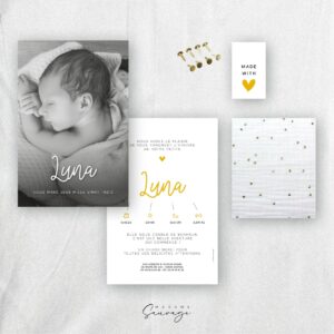 faire part de naissance fille with love tissu blanc