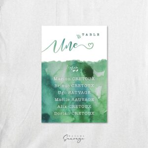 plan de table mariage aquarelle et lui green